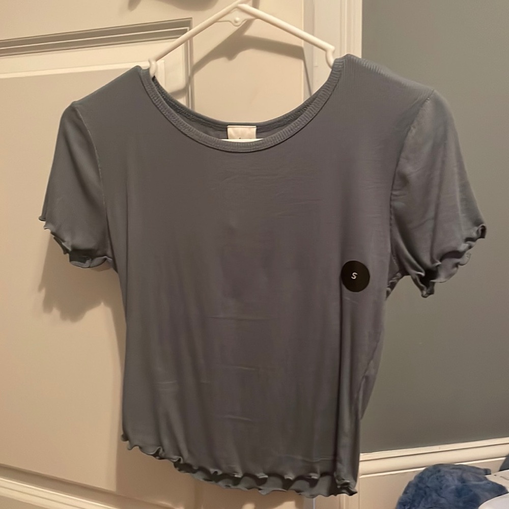 Blue cropped top with ruffles